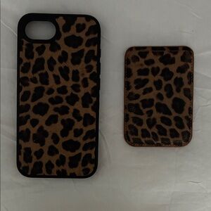 Leopard Print Magnetic Phone Case and Card Holder
